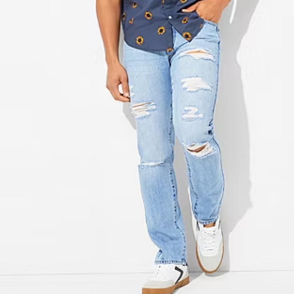 New Arizona Jeans Co Mens Destroy Athletic Taper Jean 34x34 light Blue